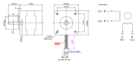 NEMA 17 Hybrid-Schrittmotor Durchmesser 42 mm